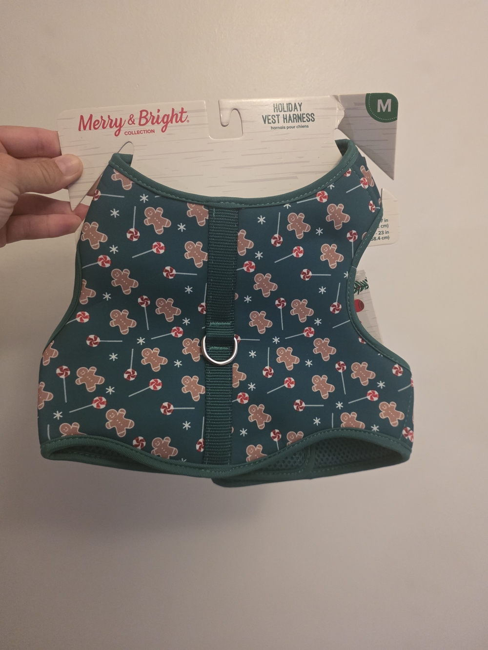Merry & Bright Green Holiday Gingerbread Dog Vest Harness - Medium